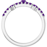 14K Gold Round Natural Amethyst Accented Ring - White Gold - view 2