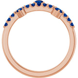 14K Gold Round Lab-Grown Blue Sapphire Accented Ring - Rose Gold - view 2