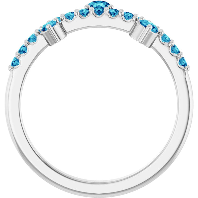 Platinum Round Natural Blue Zircon Accented Ring - view 2