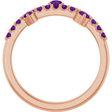 14K Gold Round Natural Amethyst Accented Ring - Rose Gold - view 2