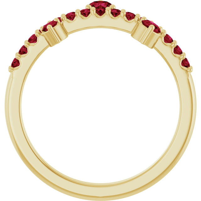 14K Gold Round Natural Ruby Accented Ring - Yellow Gold - view 2