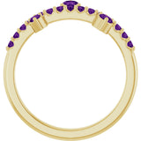 14K Gold Round Natural Amethyst Accented Ring - Yellow Gold - view 2