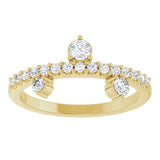 14K Gold Round Natural White Sapphire Accented Ring - Yellow Gold - view 3