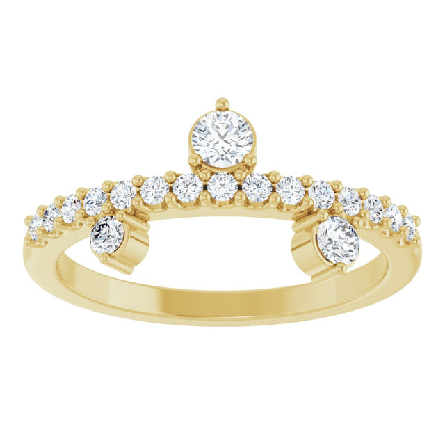 14K Gold Round Natural White Sapphire Accented Ring - Yellow Gold - view 3