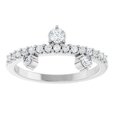 14K Gold Round Natural White Sapphire Accented Ring - White Gold - view 3