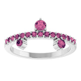 Platinum Round Natural Pink Tourmaline Accented Ring - view 3