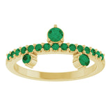 14K Gold Round Natural Emerald Accented Ring - Yellow Gold - view 3