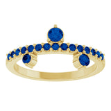 14K Gold Round Lab-Grown Blue Sapphire Accented Ring - Yellow Gold - view 3