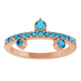 14K Gold Round Natural Blue Zircon Accented Ring - Rose Gold - view 3