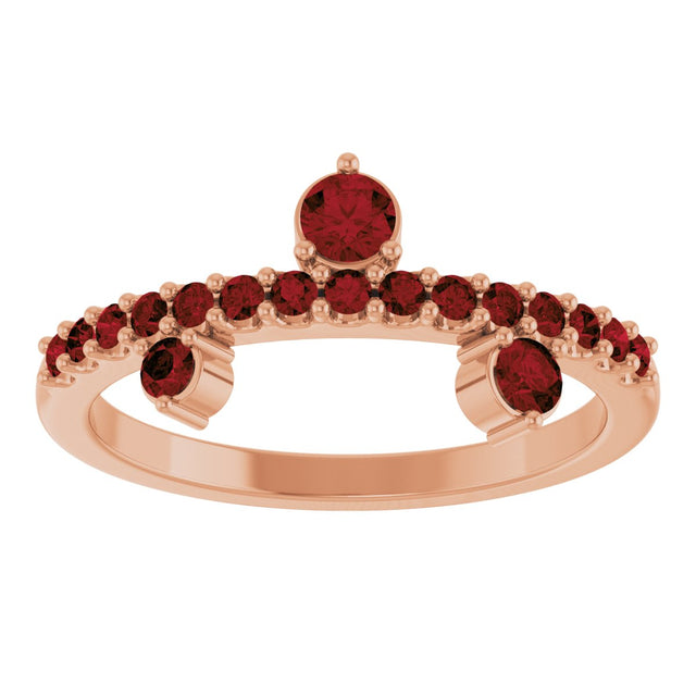 14K Gold Round Natural Mozambique Garnet Accented Ring – 3mm Stones - Rose Gold - view 3