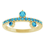14K Gold Round Natural Blue Zircon Accented Ring - Yellow Gold - view 3