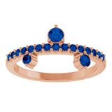 14K Gold Round Lab-Grown Blue Sapphire Accented Ring - Rose Gold - view 3