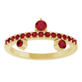 14K Gold Round Natural Ruby Accented Ring - Yellow Gold - view 3