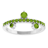 Platinum Round Natural Peridot Accented Ring - view 3