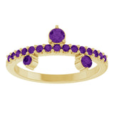 14K Gold Round Natural Amethyst Accented Ring - Yellow Gold - view 3