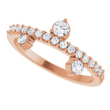 14K Gold Round Natural White Sapphire Accented Ring - Rose Gold - view 5