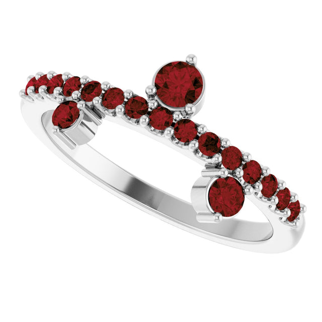 14K Gold Round Natural Mozambique Garnet Accented Ring – 3mm Stones - White Gold - view 5