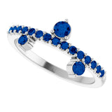 14K Gold Round Natural Blue Sapphire Accented Ring - White Gold - view 5