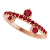14K Gold Round Natural Ruby Accented Ring - Rose Gold - view 5