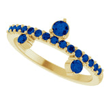 14K Gold Round Natural Blue Sapphire Accented Ring - Yellow Gold - view 5