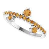 Platinum Round Natural Citrine Accented Ring - view 5