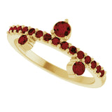 14K Gold Round Natural Mozambique Garnet Accented Ring – 3mm Stones - Yellow Gold - view 5