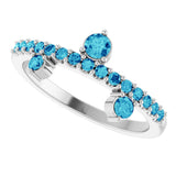14K Gold Round Natural Blue Zircon Accented Ring - White Gold - view 5