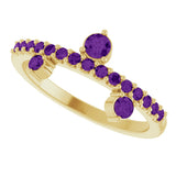 14K Gold Round Natural Amethyst Accented Ring - Yellow Gold - view 5