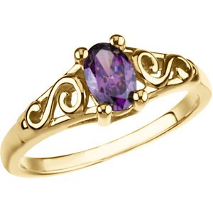 14K Gold Youth Birthstone Ring - Yellow Gold