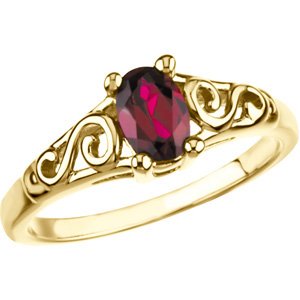 14K Gold Youth Birthstone Ring - Yellow Gold