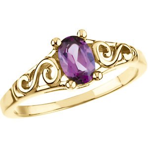 14K Gold Youth Birthstone Ring - Yellow Gold