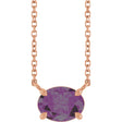 14K Gold Oval Lab-Grown Alexandrite Solitaire Necklace - Rose Gold