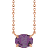 14K Gold Oval Lab-Grown Alexandrite Solitaire Necklace - Rose Gold
