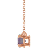 14K Gold Oval Lab-Grown Alexandrite Solitaire Necklace - Rose Gold - view 3