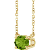 14K Gold Oval Natural Peridot Solitaire Necklace - Yellow Gold - view 2