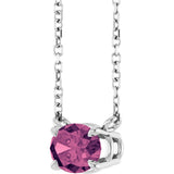 Platinum Oval Natural Pink Tourmaline Solitaire Necklace - view 2