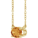 14K Gold Oval Natural Citrine Solitaire Necklace - Yellow Gold - view 2
