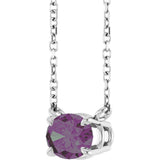 14K Gold Oval Lab-Grown Alexandrite Solitaire Necklace - White Gold - view 2