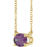 14K Gold Oval Lab-Grown Alexandrite Solitaire Necklace - Yellow Gold - view 2