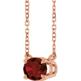 14K Gold Oval Natural Mozambique Garnet Solitaire Necklace - Rose Gold - view 2