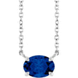 Platinum Oval Natural Blue Sapphire Solitaire Necklace