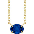 14K Gold Oval Lab-Grown Blue Sapphire Solitaire Necklace - Yellow Gold