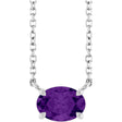 Platinum Oval Natural Amethyst Solitaire Necklace