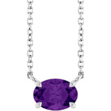 Platinum Oval Natural Amethyst Solitaire Necklace