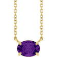 14K Gold Oval Natural Amethyst Solitaire Necklace - Yellow Gold