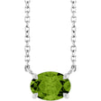 Platinum Oval Natural Peridot Solitaire Necklace