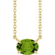 14K Gold Oval Natural Peridot Solitaire Necklace - Yellow Gold
