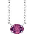 Platinum Oval Natural Pink Tourmaline Solitaire Necklace