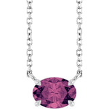 Platinum Oval Natural Pink Tourmaline Solitaire Necklace