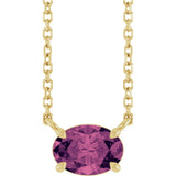 14K Gold Oval Natural Pink Tourmaline Solitaire Necklace - Yellow Gold